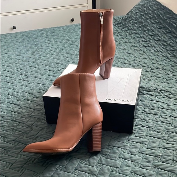 Nine West Shoes - Nine West Try Me 9x9 Tan Heel Booties